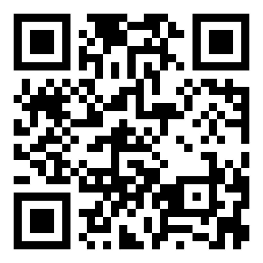 QR code with black and white squares.
