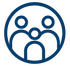Blue line icon of a group of people inside a circle