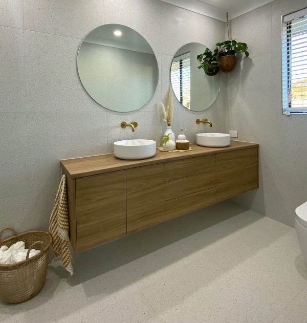 A Bathroom With Two Sinks and Two Mirrors — Reflect Glass In Gosford, NSW