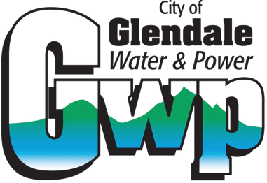 A logo for the city of glendale water and power