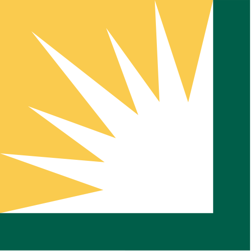 A yellow and green square with a white star in the middle
