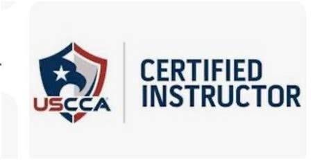 USCCA shield logo beside “CERTIFIED INSTRUCTOR” text on white background