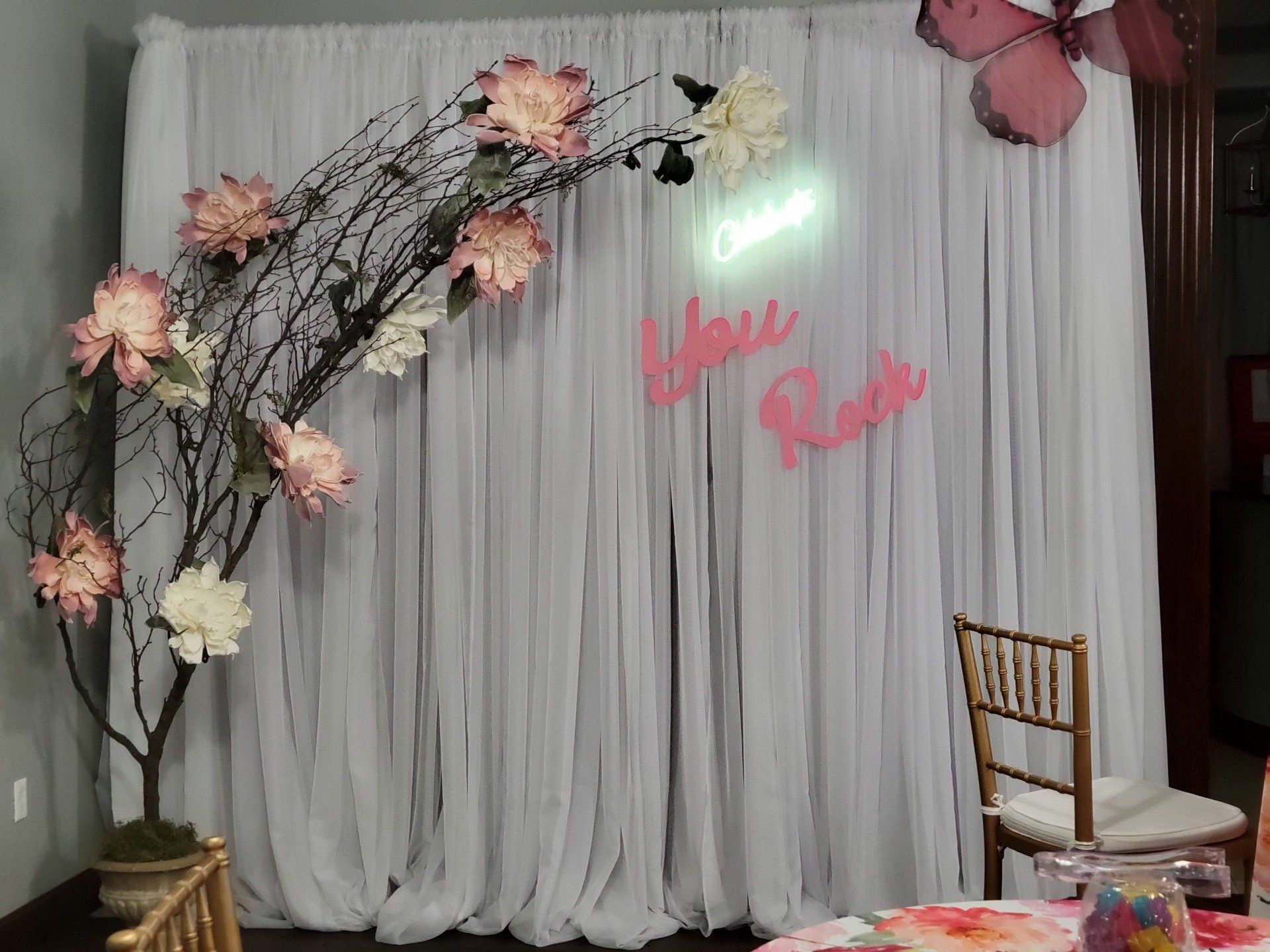 Backdrop with flowers and 