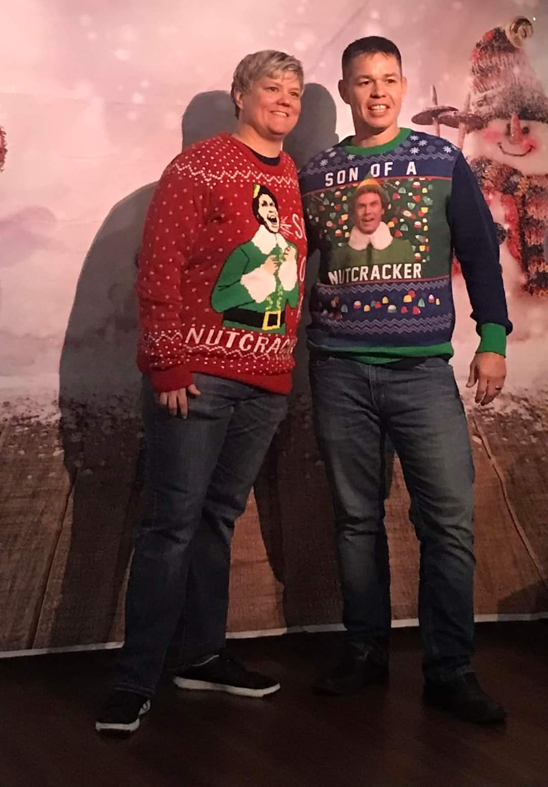 Two people wearing