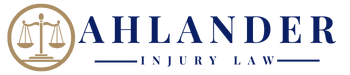 A logo for a law firm called ahlander injury law