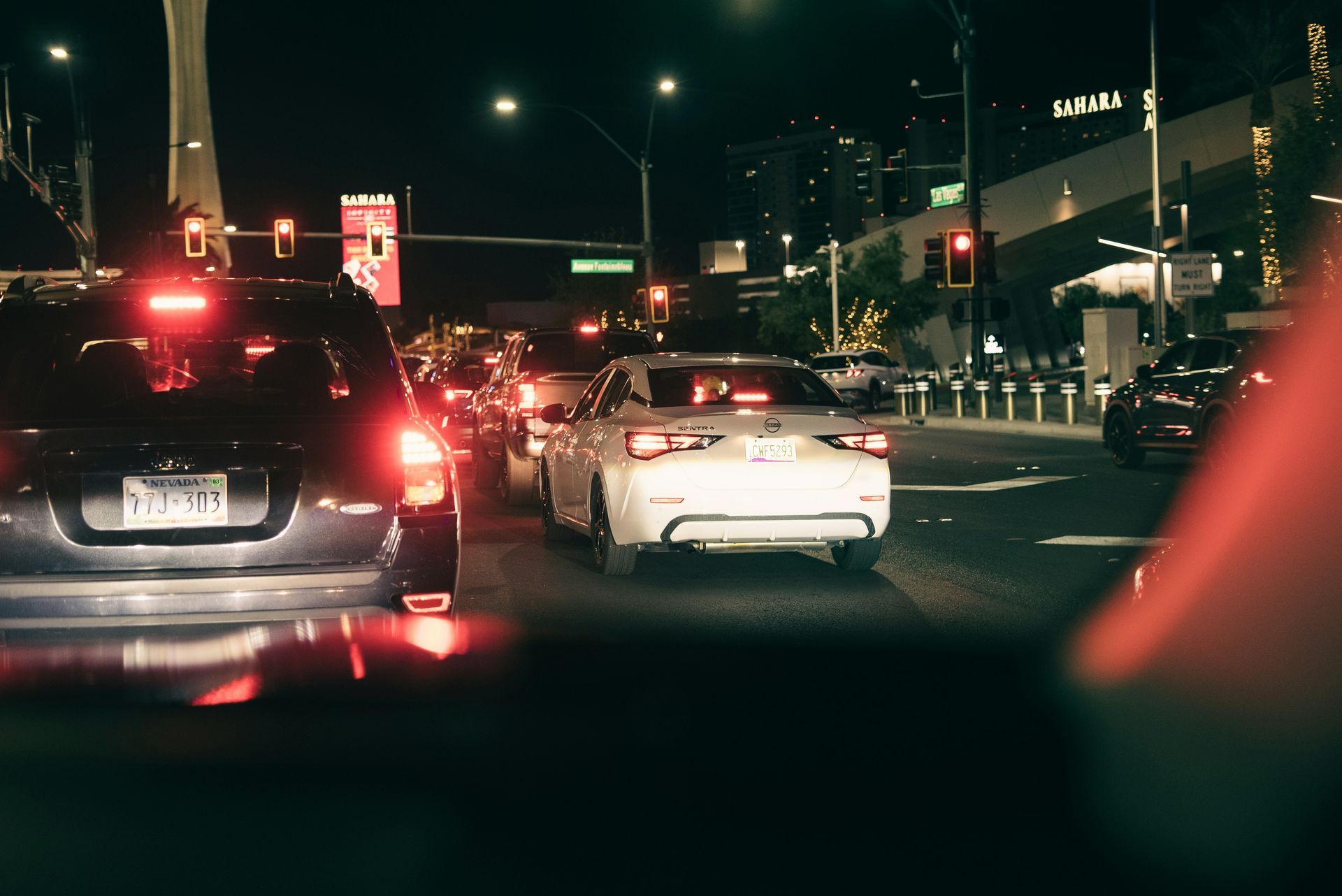 Cars in a Las Vegas traffic jam