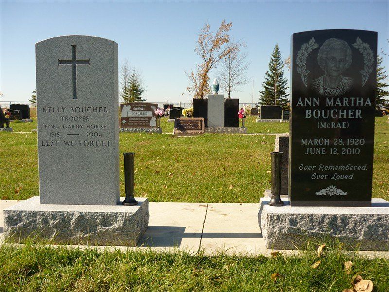 Two graves in a cemetery one for kelly boucher and the other for ann martha boucher