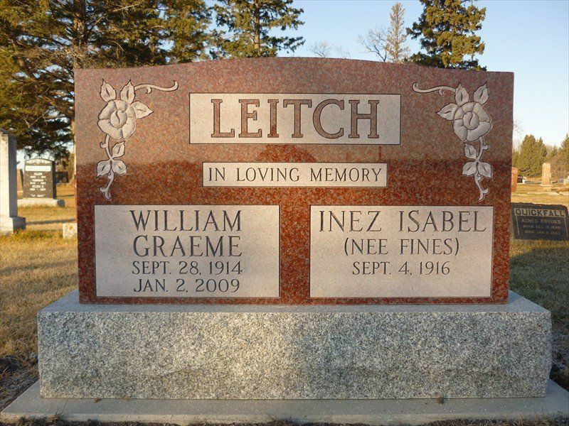A gravestone for william graeme and inez isabel