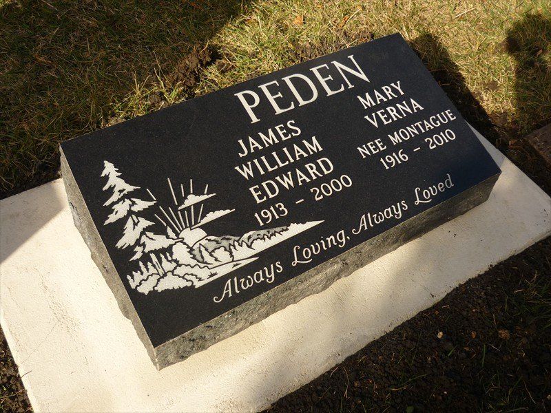 A gravestone for james william edward and mary verna