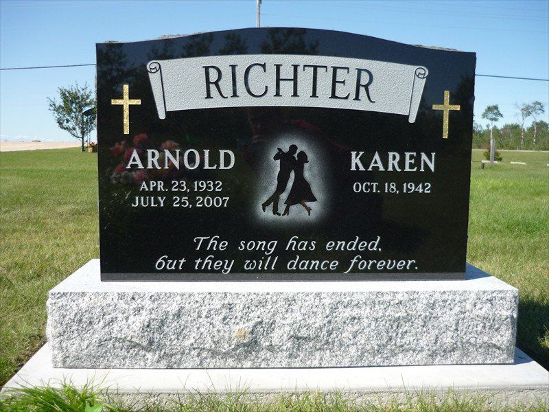 A gravestone for arnold richter and karen richter