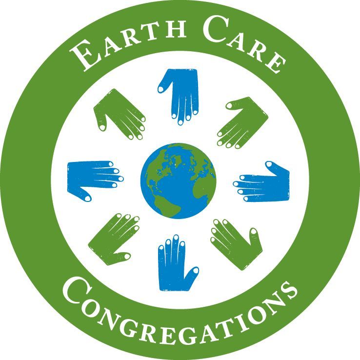 Earth Care Congregation logo featuring a green circle with hands surrounding a globe.