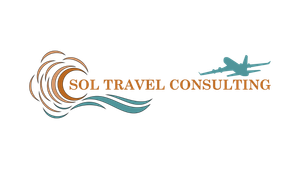 Sol Travel Consulting logo with teal wave and orange sunburst icon
