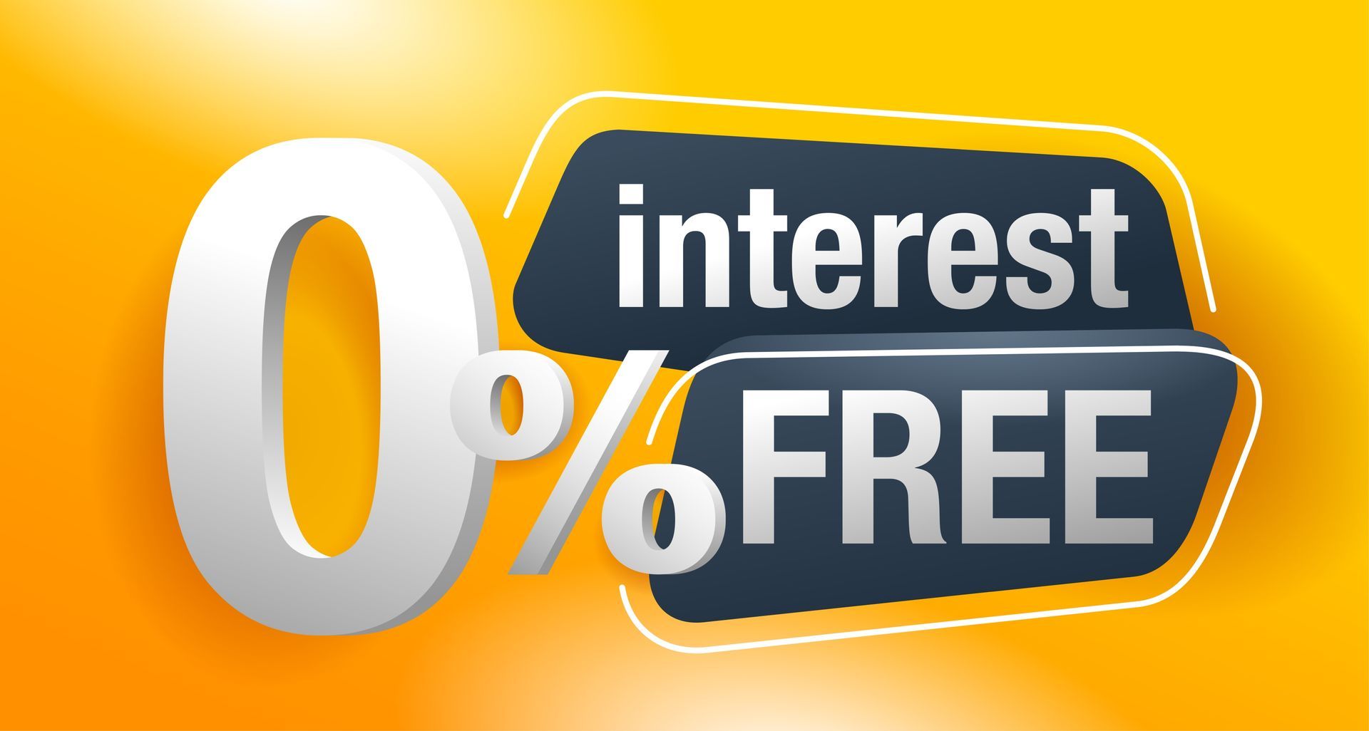 A sign that says interest free on a yellow background.