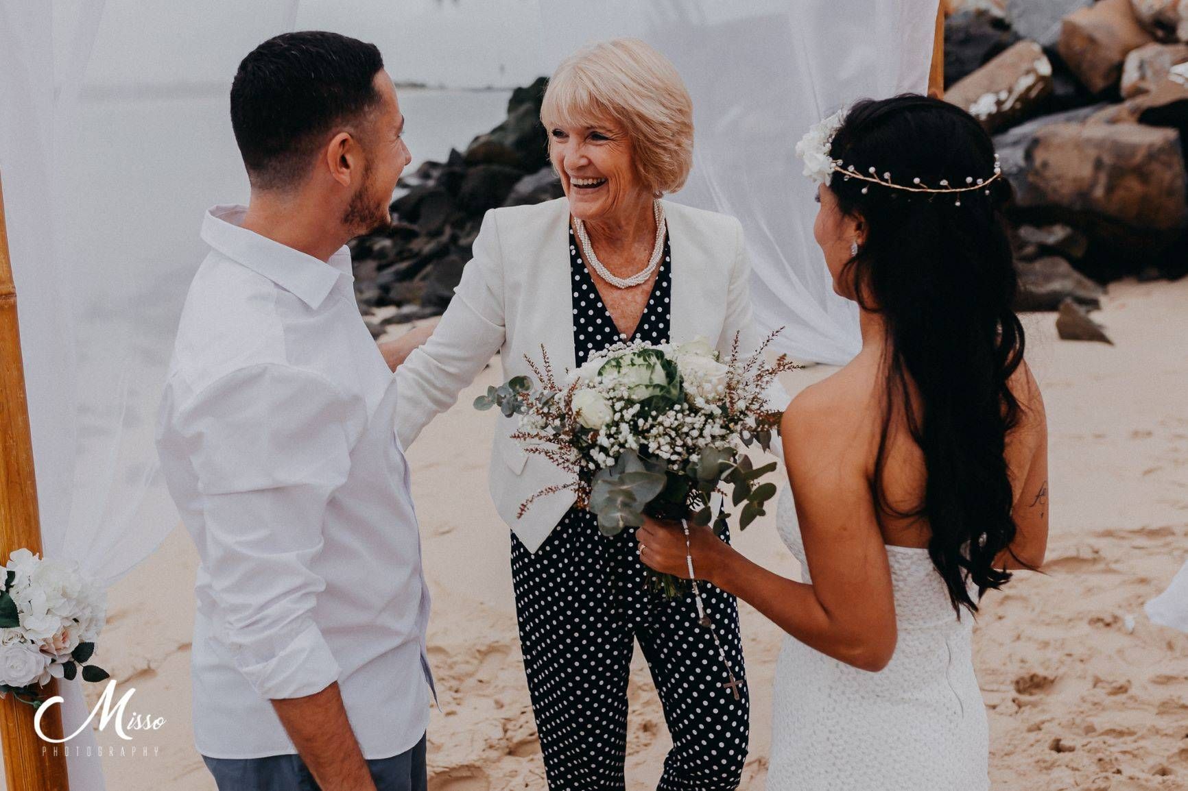 A Bride and Groom Pose for A Picture on The Beach — Vivienne Celebrant - Gold Coast Wedding Celebrant in Casuarina, NSW