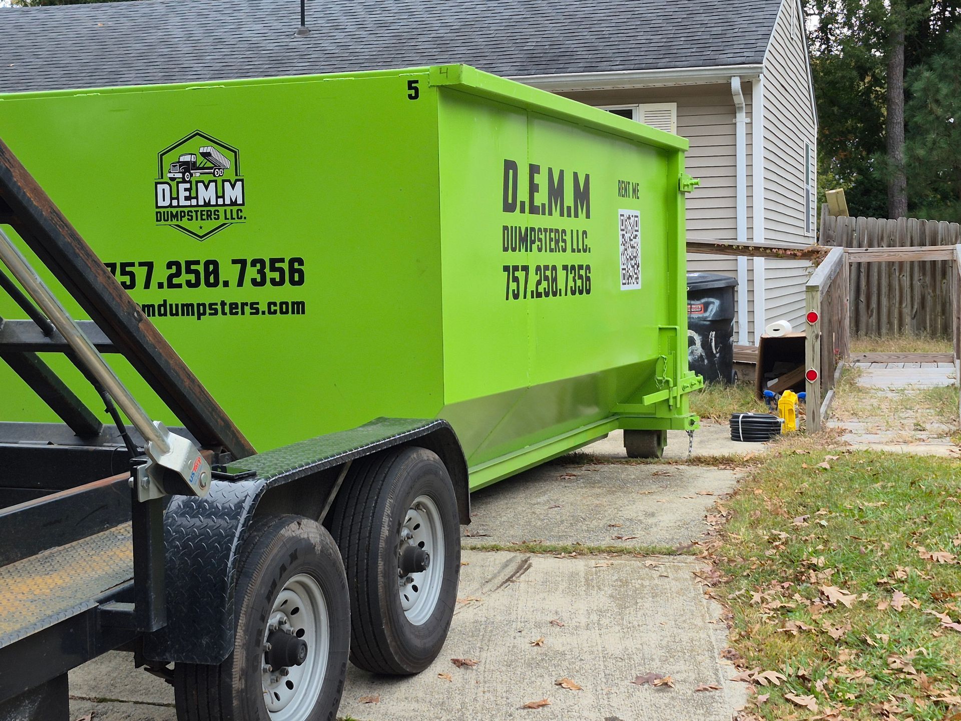 D.E.M.M. Dumpsters roll-offs filled on a Virginia Beach VA construction jobsite