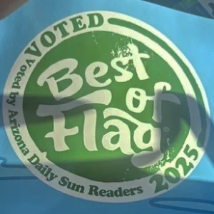 Green “Best of Flag” voting sticker with “Arizona Daily Sun Readers” and “2025” text