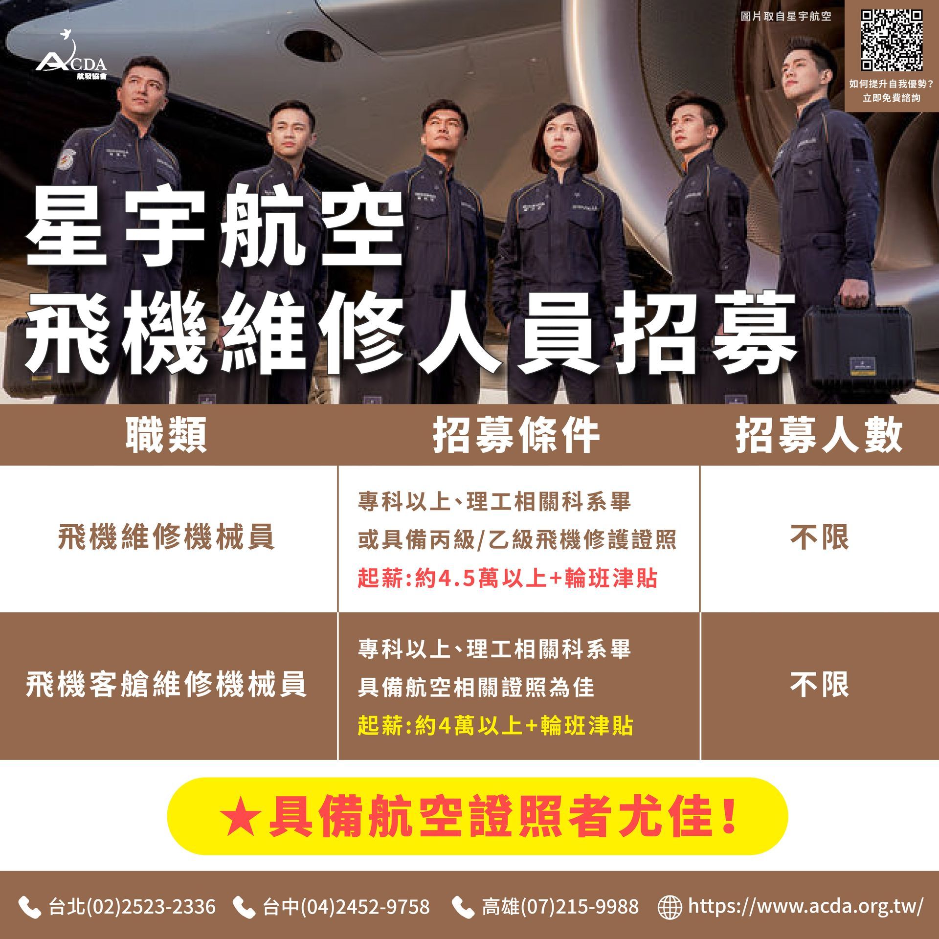 星宇航空、飛機修護、飛機維修、飛機修護學校、職訓課程、免費課程