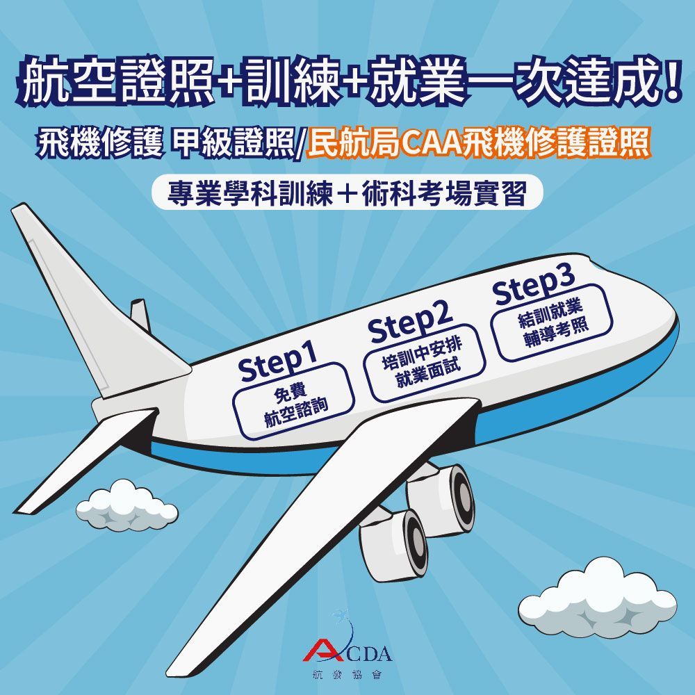 飛機修護、飛機維修、丙級飛機修護證照、乙級飛機修護證照、航空補習班、職訓課程、免費課程、CAA台灣民航局飛修證照