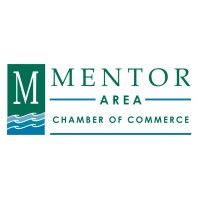 Logo of Mentor Area Chamber of Commerce: green "M" with blue waves, text "MENTOR AREA" above "CHAMBER OF COMMERCE".