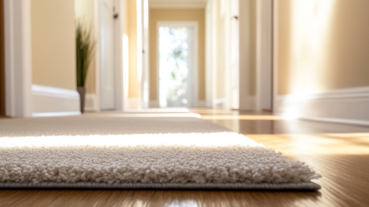 Clean hallway with soft carpet and polished hardwood floors