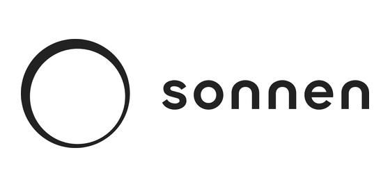 Sonnen logo with a black circular icon and lowercase wordmark on a white background