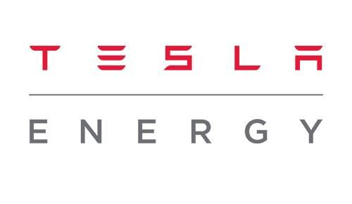 Tesla Energy logo in red and gray on a white background