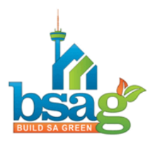 BSAG logo with blue and green house, orange tower, and tagline “Build Sa Green”