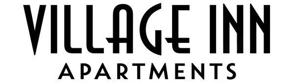 Village Inn Apartments logo in black text on a white background
