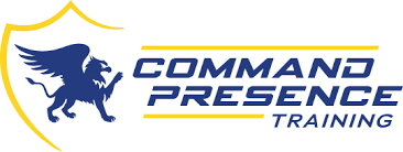 Blue griffin logo with “COMMAND PRESENCE TRAINING” text and yellow accents on a white background