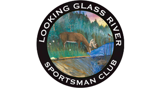 Looking Glass River Sportsman Club logo with a deer drinking by a blue river