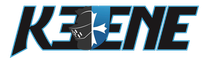 KEENE logo with bold blue and black stylized lettering on a white background