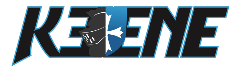 KEENE logo with bold blue and black stylized lettering on a white background