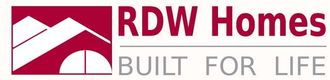Logo for RDW Homes, with a burgundy emblem and text: “RDW Homes” and “BUILT FOR LIFE”.