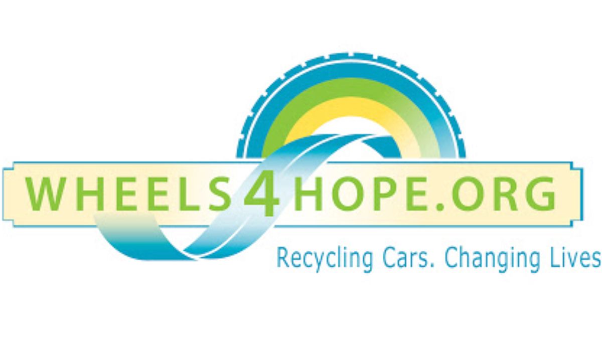 A logo for wheels 4 hope recycling cars changing lives