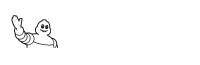 Michelin Man waving, black and white logo.