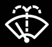A white windshield wiper icon on a black background.