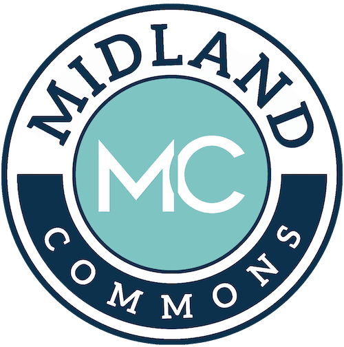 Midl and Commons logo with navy and teal circular design and white “MC” initials