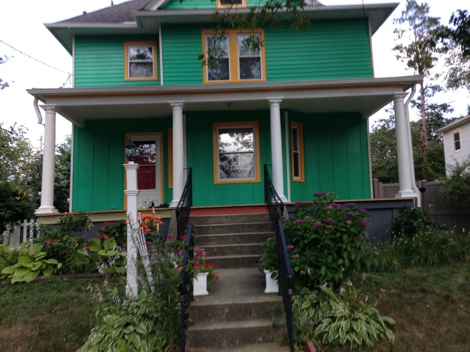 green painted house