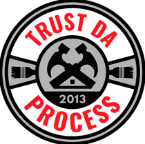 A logo that says trust da process 2013