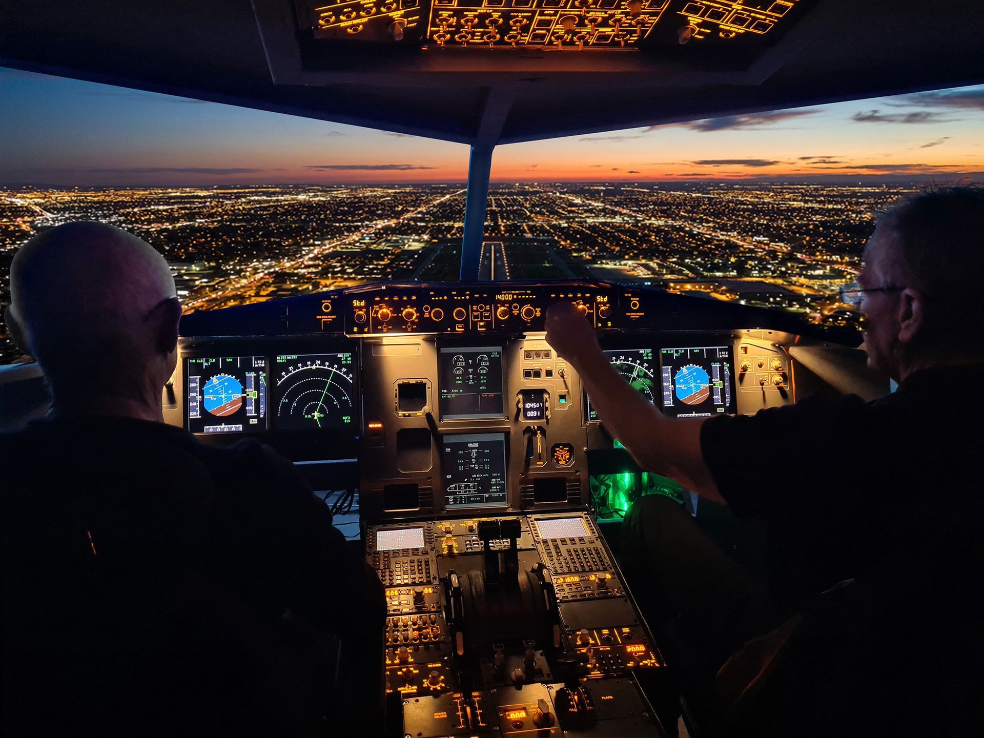 Vy från cockpit i vår Airbus A320 flygsimulator.