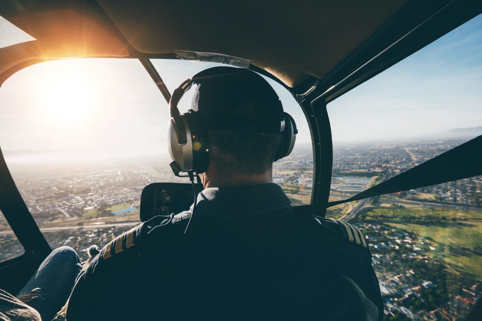Vy från cockpit i vår helikoptersimulator.