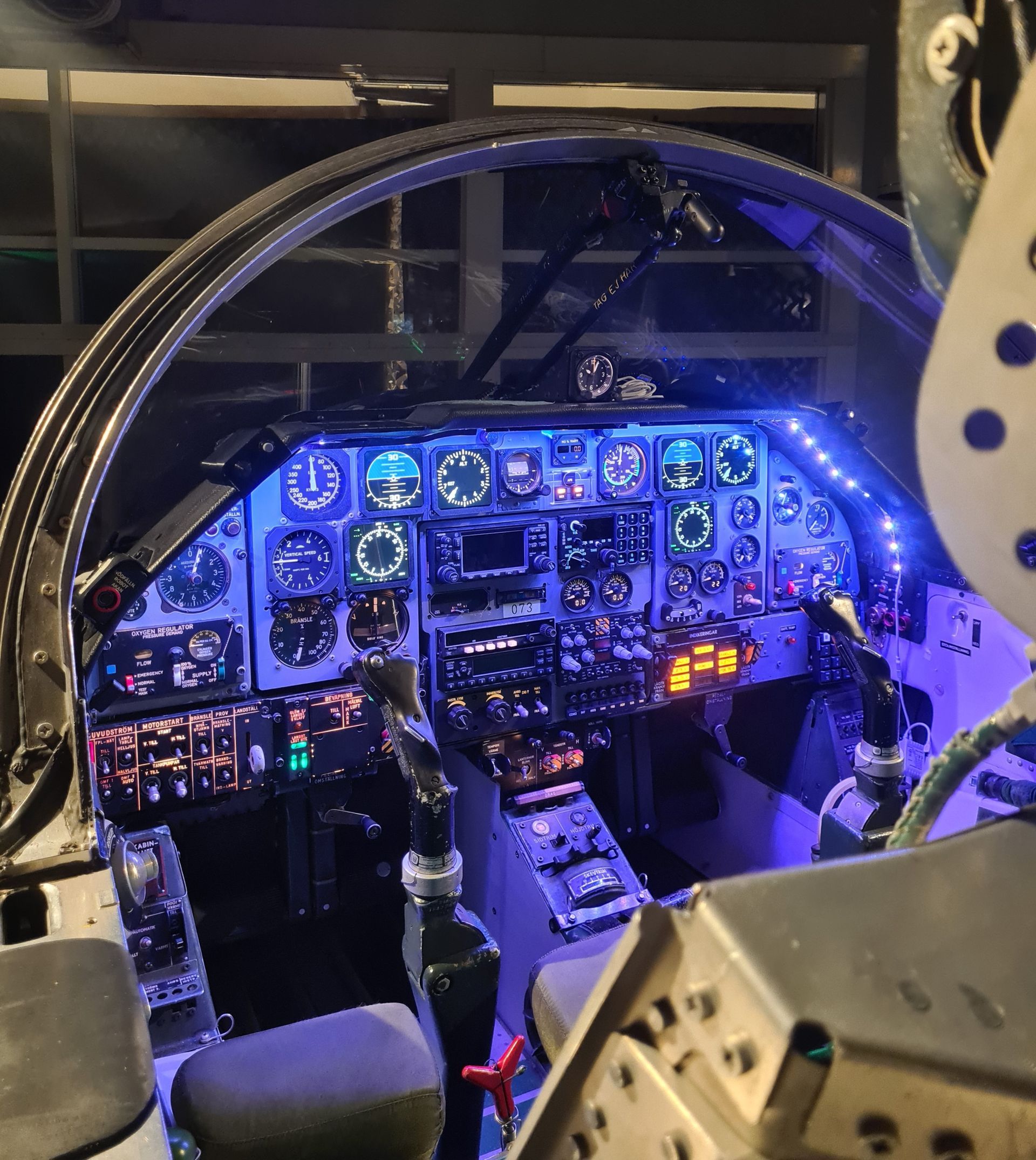 Vy från cockpit i vår  SK60 flygsimulator.