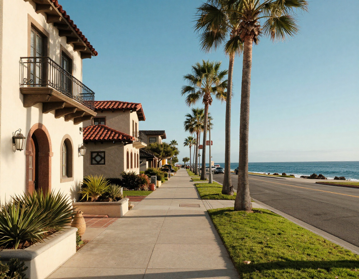 San Diego coastal neighborhood streetscape