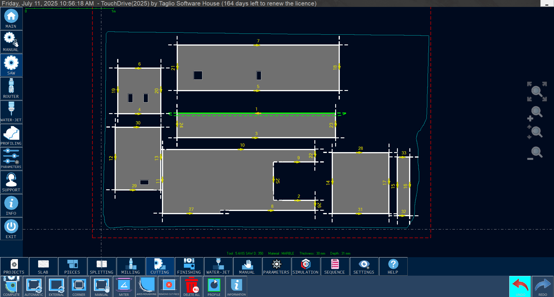 Touch Drive — software CAM 2D per taglio CNC pietra