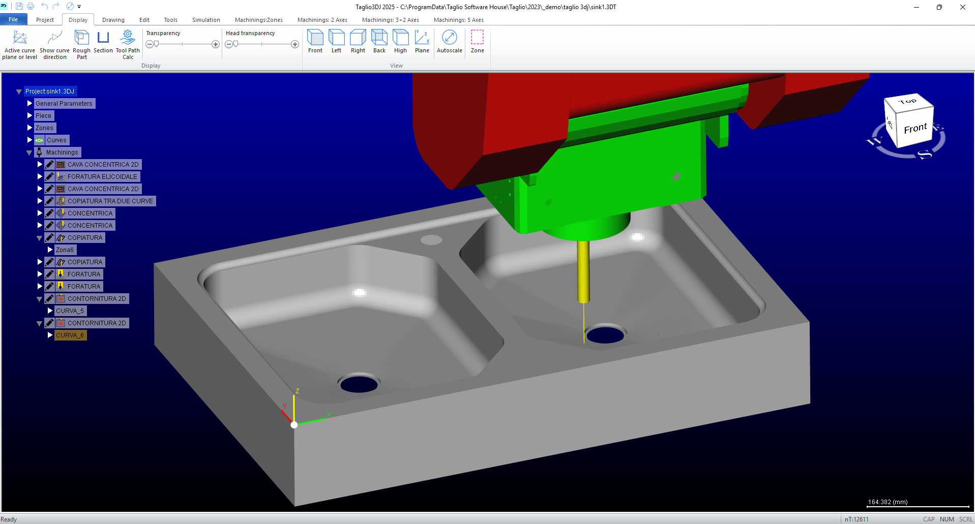 Taglio 3DJ software — 3D stone milling spindle toolpath simulation