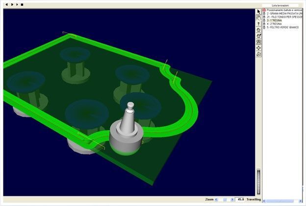 GlassCam 3D toolpath simulation for CNC glass routing Taglio