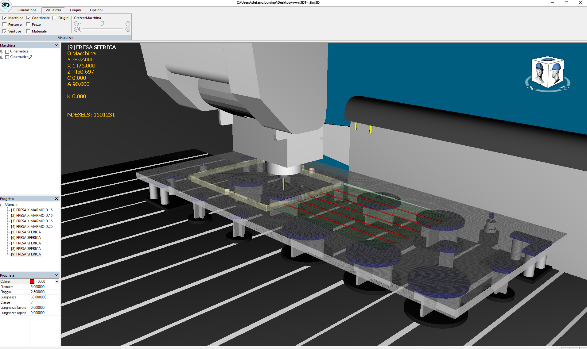 3D CNC toolpath simulation on stone with SIM 3D by Taglio