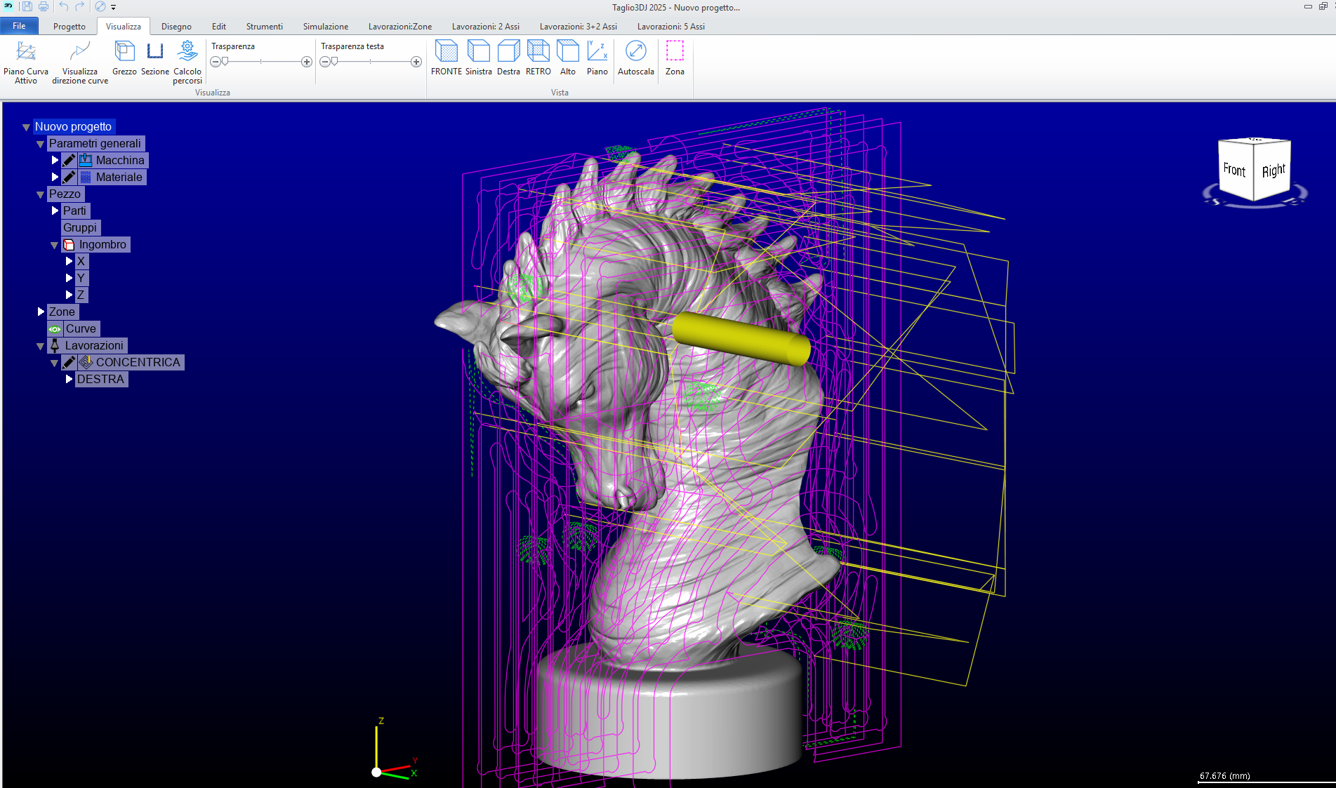 Taglio 3DJ — scultura CNC 3D testa cavallo su marmo