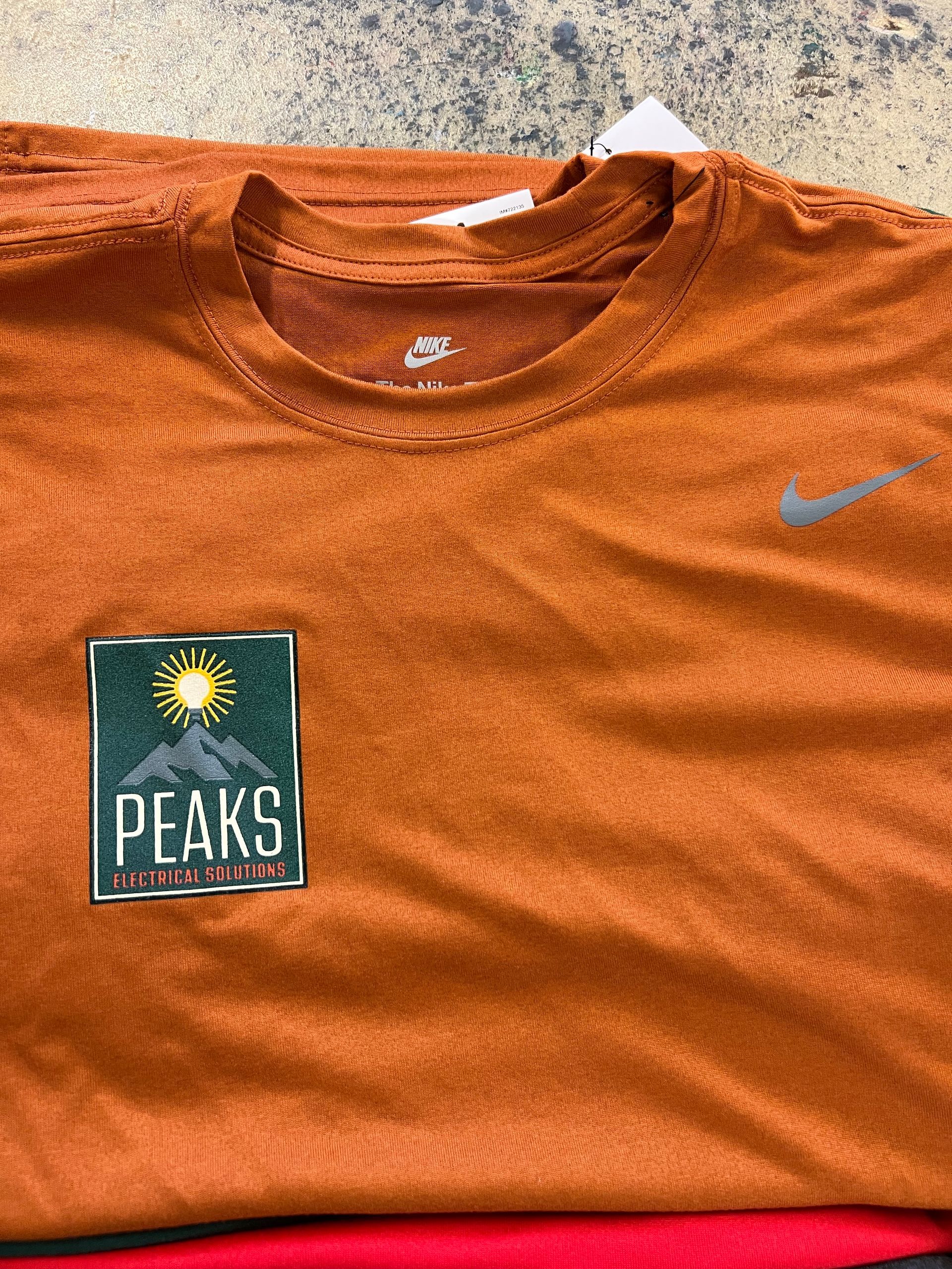 Orange Nike t-shirt with custom silk screened 
