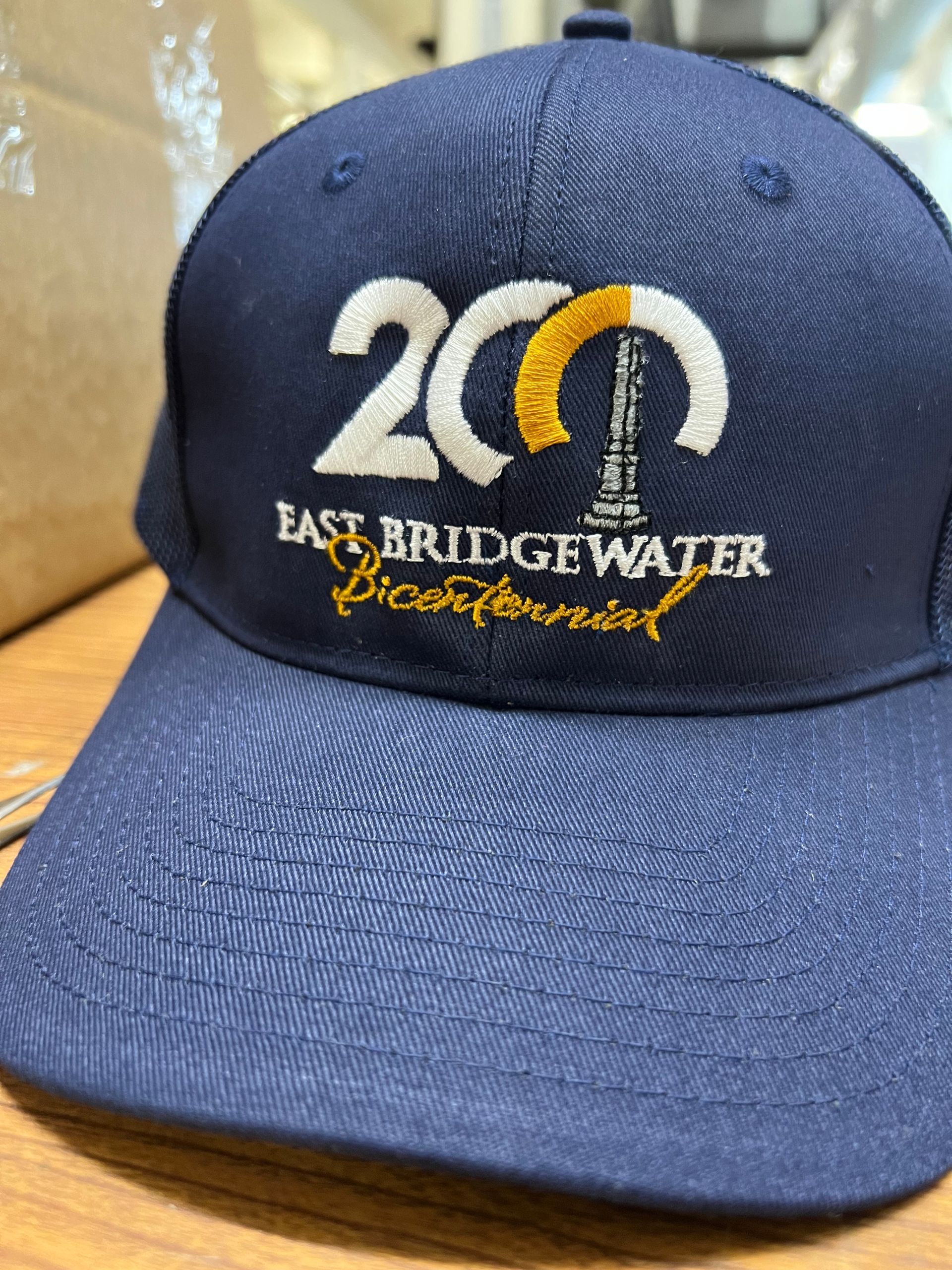 Navy blue baseball cap embroidered with